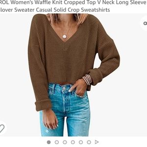 V Neck Cropped Sweater